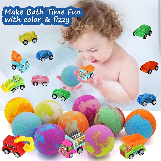 Bath Bombs for Kids with Toys Inside, 9 Pack Handmde Bath Bombs Set with - Image 4