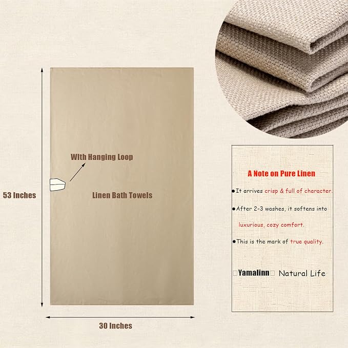 100% Luxury Thick Linen Bath Towel（300g/m²）- Ultra Absorbent & Quick-Drying - Image 3