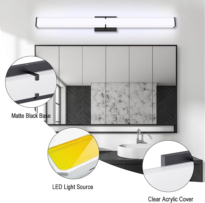 Bathroom Light Fixtures: 40 Inch ETL Certified LED Bathroom Vanity Light 5000K - Image 8