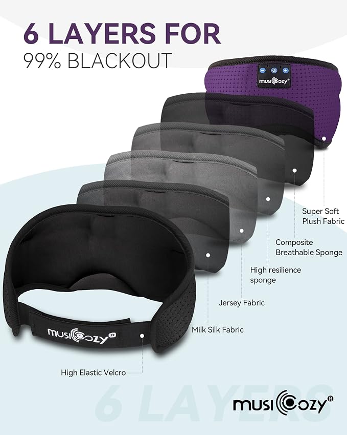 MUSICOZY Sleep Headphones Bluetooth 5.4 Headband Headphones Super Soft & - Image 6
