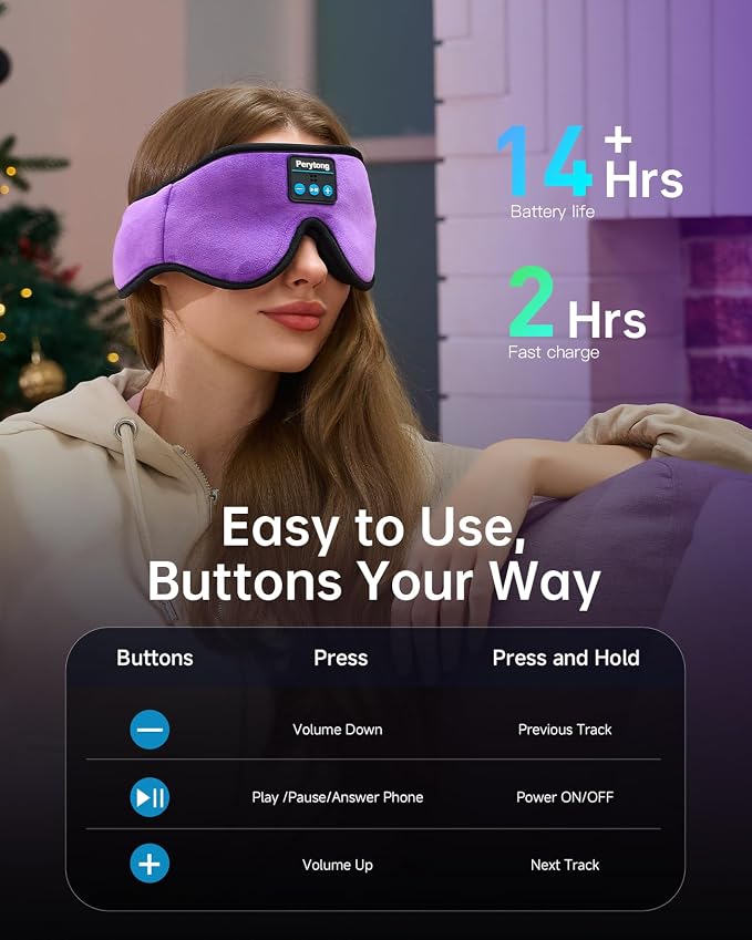 Sleep Mask with Bluetooth 5.4 Headphones, Wireless Music Sleep Eye Mask - Image 6