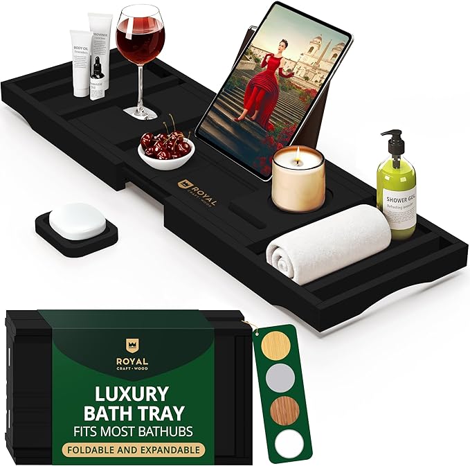 ROYAL CRAFT WOOD Premium Foldable Bathtub Tray Caddy by RoyalCraftWood