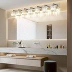 Aipsun Brushed Nickel Bathroom Light Fixtures Crystal Vanity Lighting Fixture - Image 2