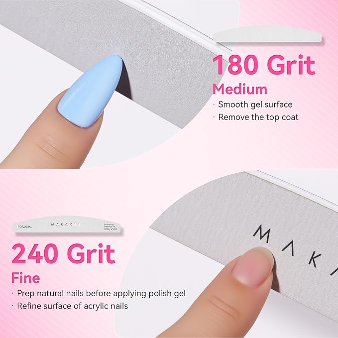 Makartt Nail Files: 180/240 Grit Emery Boards - Image 2