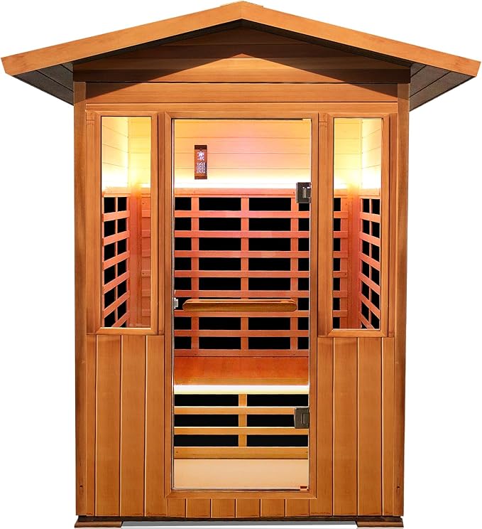 2 Person Outdoor Sauna Infrared Saunas Dry Sauna Room 120V Red Cedar and by OUTEXER