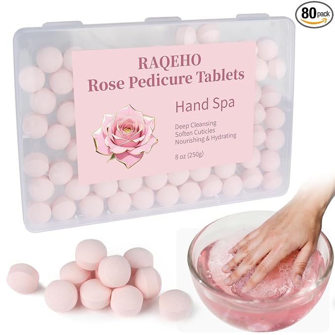 Manicure Spa Balls 8oz -Rose Soak Balls Moisturizing Tablets Cuticle Soften by Unknown