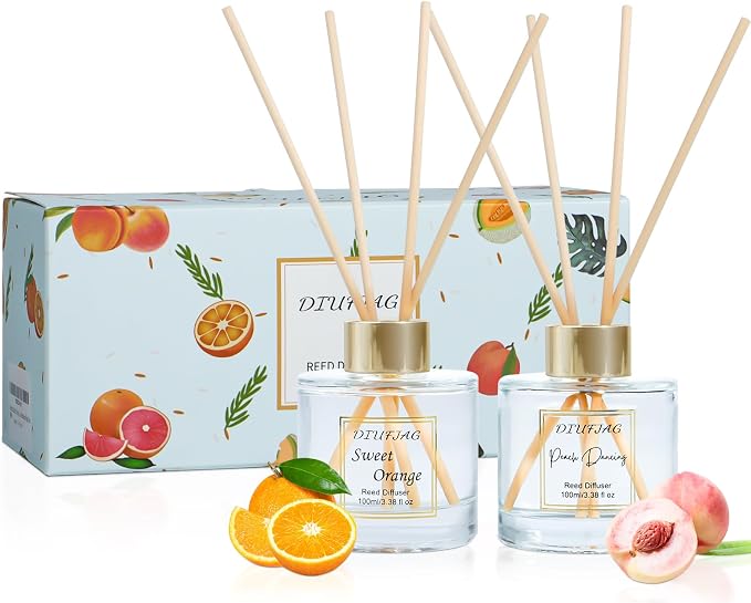 200ml Scent Diffuser with 6 Fiber Sticks, 6.76 oz Reed Diffuser Set by DIUFJAG