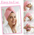 Pink Hair Towel, Large Quick Dry Microfiber Hair Towel Wrap Super Soft - Image 7