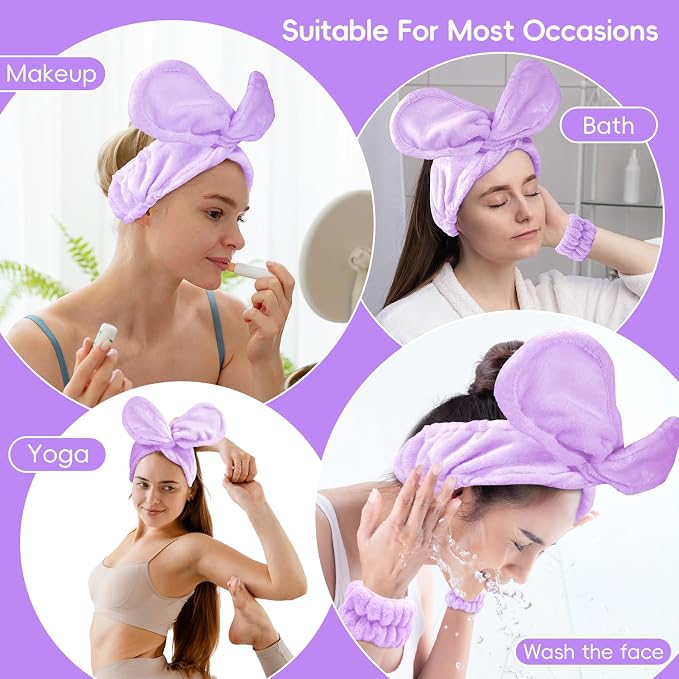 my novel things Face Wash Headband and Wristband Fashion Spa Headband, Coral - Image 7