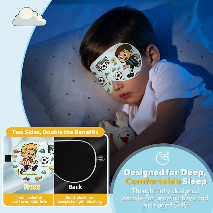 Kids Silk Sleep Mask – 100% Mulberry Silk Eye Cover, Kid Eye Mask - Image 4