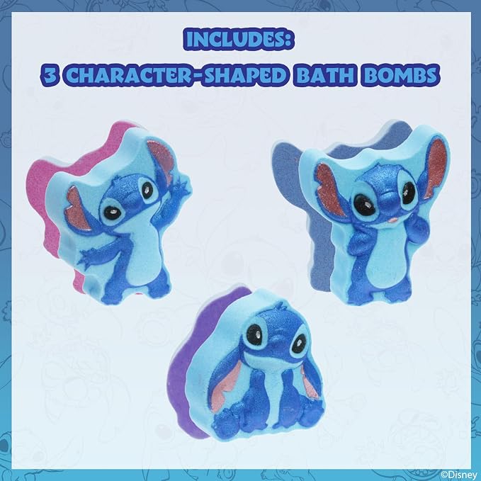 Stitch Bath Bombs for Kids, Fun Bright Rainbow Colors, Raspberry Scented for - Image 2