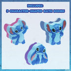 Stitch Bath Bombs for Kids, Fun Bright Rainbow Colors, Raspberry Scented for - Image 2