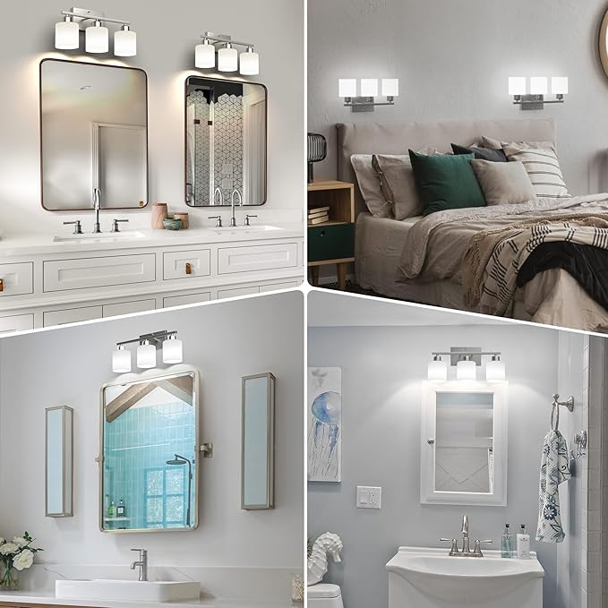 Bathroom Light Fixtures Over Mirror Brushed Nickel, Rustproof 3-Light Bathroom - Image 6