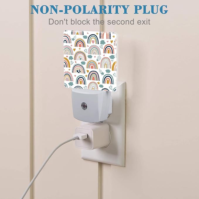 Night Light for Kids Girls Boys, Cute Boho Rainbows LED Night Light Plug into - Image 3