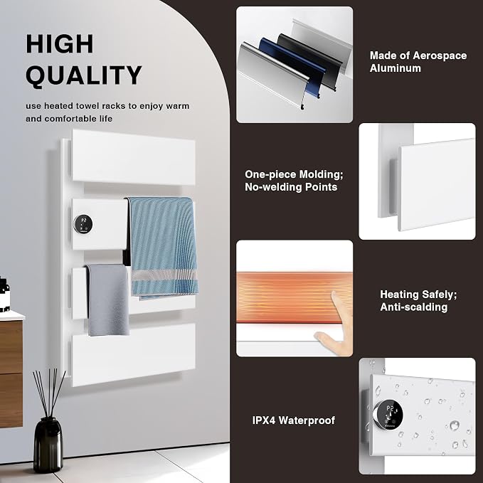 K&KALONZO Electric Towel Warmer, 18.35" W x 31" H Wall-Mounted Towel Heater - Image 5