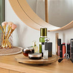 Round Decorative Tray Burnt Wood Bathroom Counter Organizer Pedestal Stand - Image 3