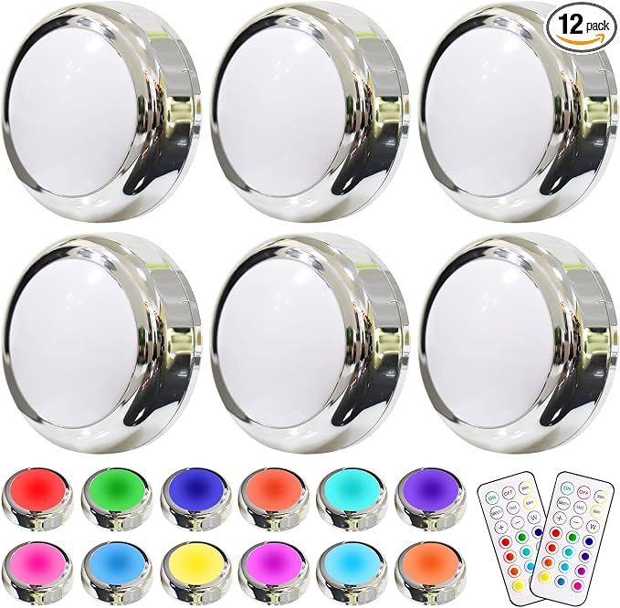 HELPLEX LED Puck Lights with Remote, 6 Pack Color Changing RGBW Stick-On Light by HELPLEX