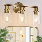 Zarbitta 3-Light Bathroom Light Fixtures, Brushed Brass Bathroom Wall Lights by Zarbitta