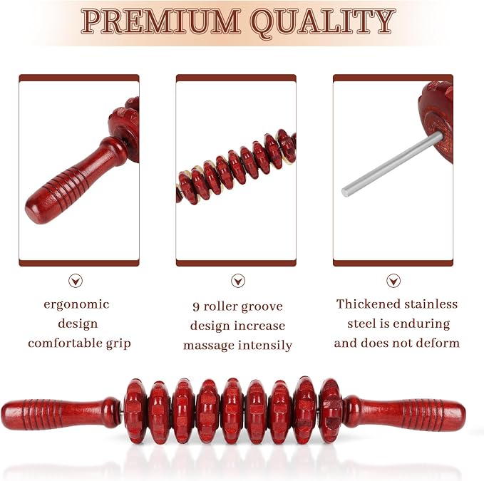 Liitrton Manual Wooden Fascia Massage Roller Trigger Points - Image 6