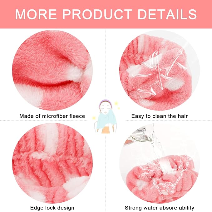 CIEHER 12 PCS Makeup Headband for Women Wrist Washband Scrunchies Cuffs for - Image 3