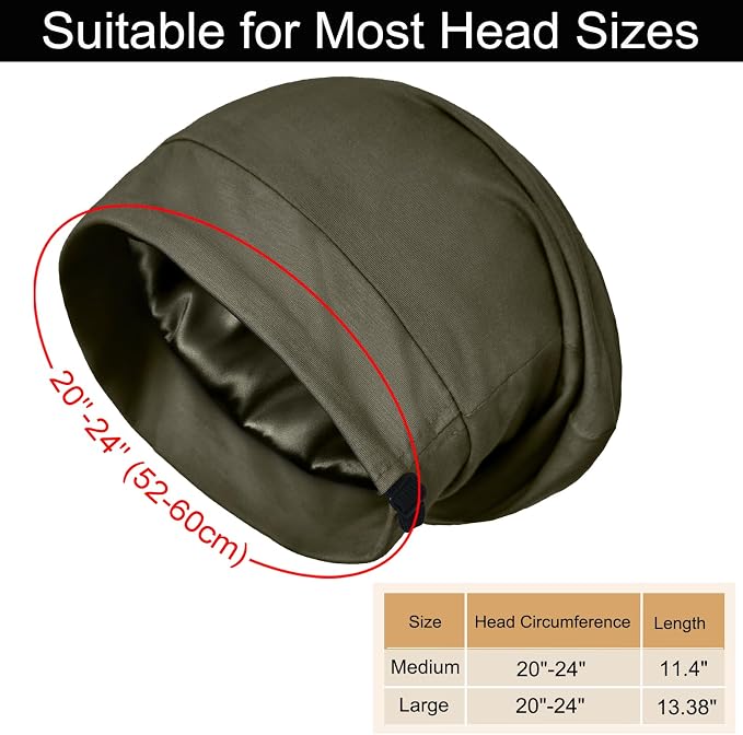 Satin Bonnet for Sleeping Night Cap, Adjustable Satin Lined Silk Bonnets Sleep - Image 6