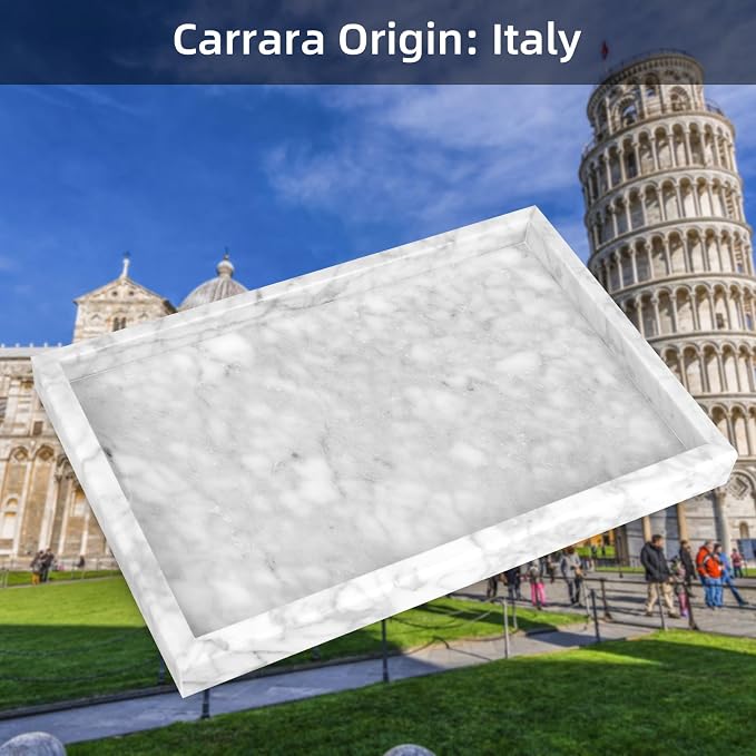 Marble Bathroom Vanity Tray, Natural Luxury Vanity Home Kitchen Bathroom Table - Image 5