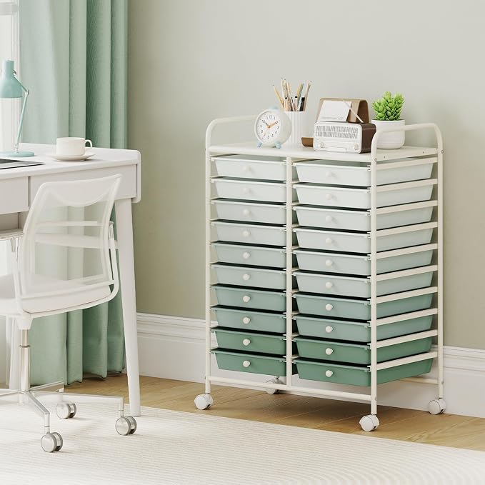 Giantex 20 Drawers Rolling Cart, Mobile Storage Drawer Cart, Classroom - Image 2