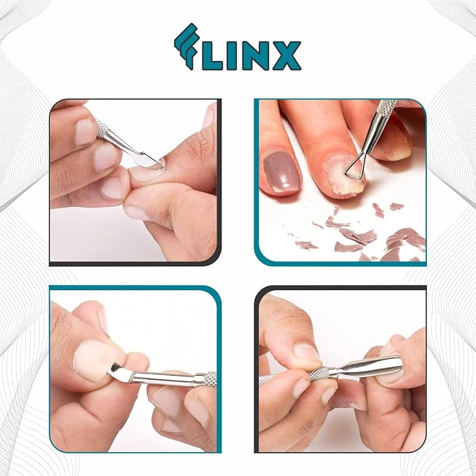 FLINX Metal Cuticle Pusher Tool 4 Pcs Nail Manicure Tools Nail Tᴏols - Image 4
