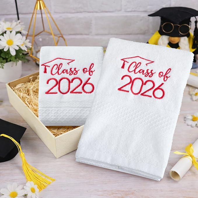MASHAN Class of 2026 Graduation Hand Towels 3 Pack, 100% Cotton Soft Absorbent - Image 5