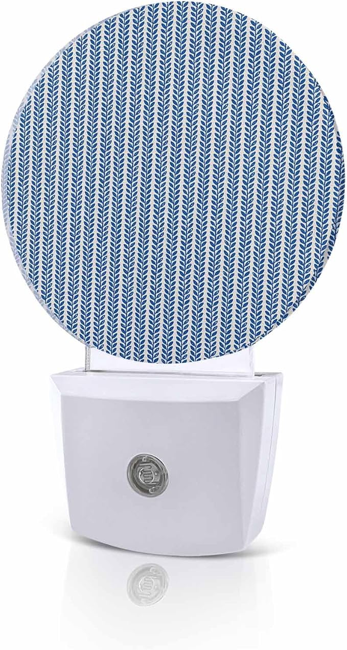 Night Lights Auto Sensor Blue Pinstripes Night Light Woven Denim Striped Round by Home+L6