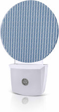 Night Lights Auto Sensor Blue Pinstripes Night Light Woven Denim Striped Round by Home+L6