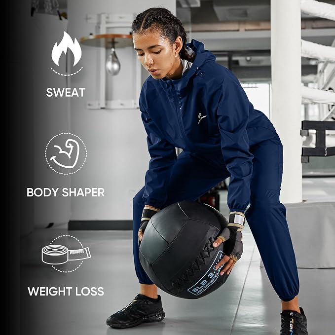 HOTSUIT Sauna Suit Women Machine Washable Sweat Sauna Jacket Pants Anti Rip - Image 2