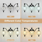 Matte Black Bathroom Vanity Light, 3-Light Mid Century Farmhouse Wall Sconce - Image 7