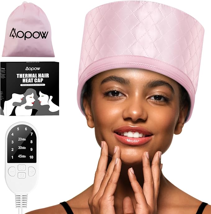 Heat Cap for Deep Conditioning: 10-Level Heats Up Quickly 3 Time Settings Hair by AOPOW