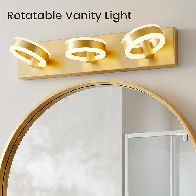 LED Bathroom Light Fixtures, 33inch Gold Vanity Lights, Modern 4 Light Acrylic - Image 4