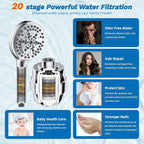 Hibbent 5-spray Dual Filtered Rainfall Shower Head Combo, High Pressure 13'' - Image 6