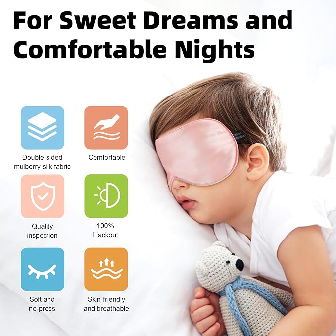 Silk Sleep Eye Mask for Kids, 100% Real Natural Pure Silk Sleeping Masks - Image 4