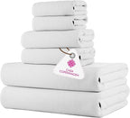 CASA COPENHAGEN Waffle 6Pcs 100% Egyptian Cotton Large Designer Towels Gift by CASACOPENHAGEN