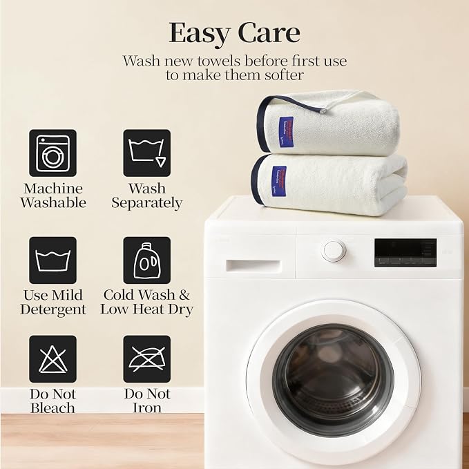 REDKISS 100% Cotton 2 Pack Luxury Bath Towels 27 x 54 Inches, Oversized Bath - Image 9