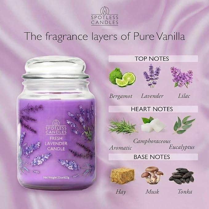 Spotless Leopard Fresh Lavender Candle 22oz Glass Jar - Image 2