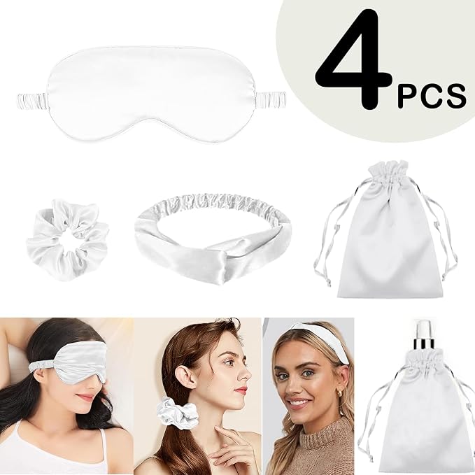 4Pcs Silk Sleep Masks Satin Eye Mask Silky Eyes Cover Blindfold Eyeshade - Image 2