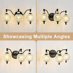 Matte Black Bathroom Vanity Light, 3-Light Mid Century Farmhouse Wall Sconce - Image 4