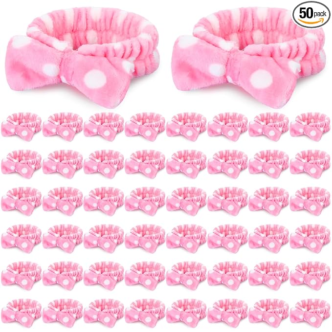 50 Pcs Pink Spa Headband Bulk Spa Sleepover Party Supplies by Wavyknot