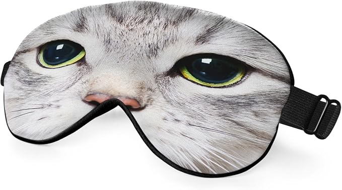 Cat Silk Eye Mask Sleep Mask Cute Funny Kitten Big Green Eyes Animal Pet Eye by Unknown