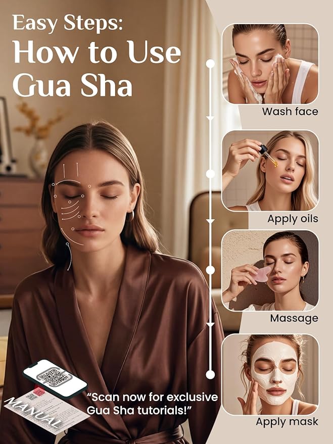 Rena Chris 2PCS Gua Sha Facial Tools: Jade Stone Guasha Tool - Image 5