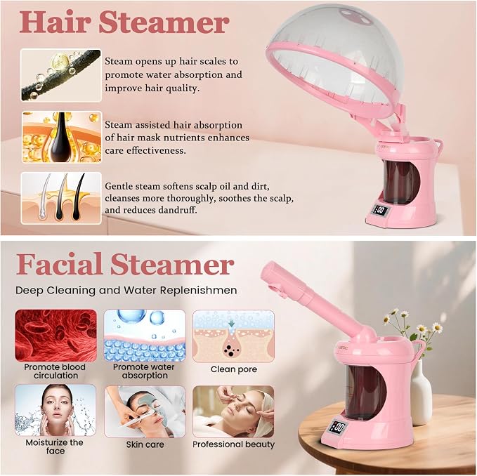 Hair Steamer, 2-in-1 Hair and Facial Steamer - Image 4
