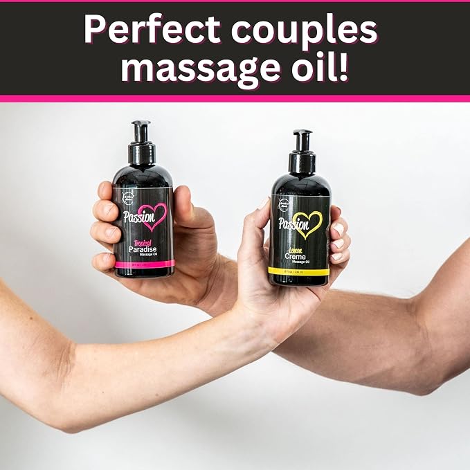 Passion Massage Oil for Date Night | Set of 2 Massaging Oils Lemon Crème & - Image 2