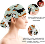 Adjustable Brown Dachshund Dog Blue Surgical Scrub Cap - Image 3
