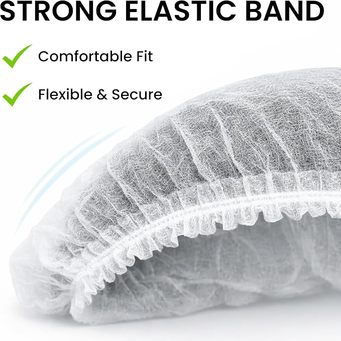 Disposable Bouffant Caps 21 Inch Non Woven Hair Net Elastic Head Cover - Image 8