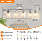DLLT 4-Light Bathroom Light Fixtures: Chrome Modern Vanity Lights - Image 3